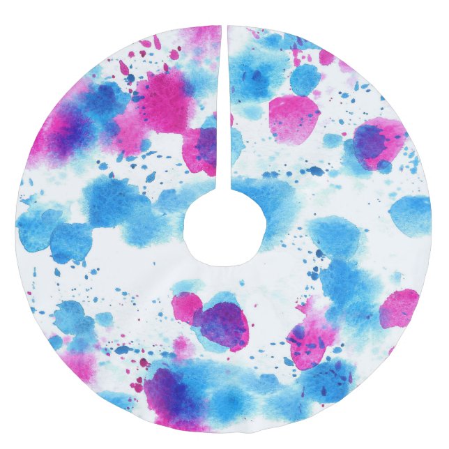 Grunge Stains Watercolor Texture Brushed Polyester Tree Skirt (Front)