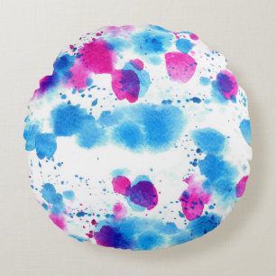 Grunge Stains Watercolor Texture Round Cushion