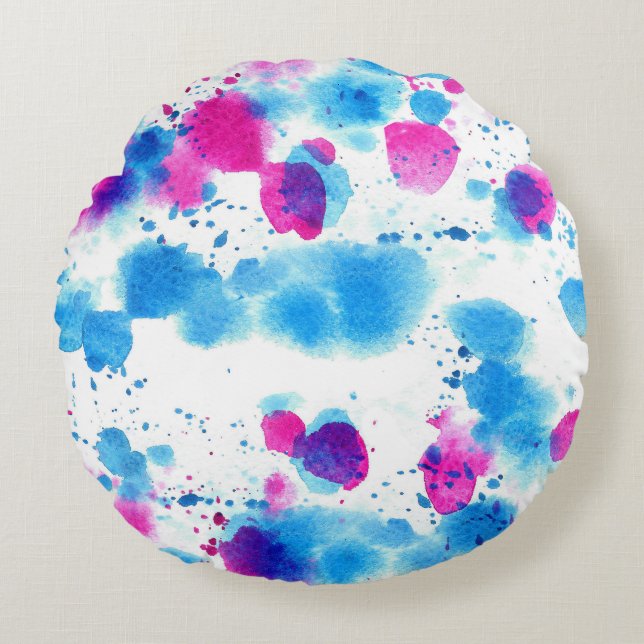 Grunge Stains Watercolor Texture Round Cushion (Front)