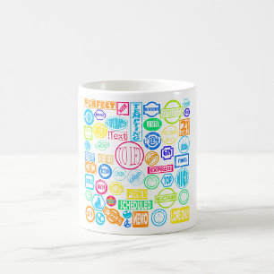 Grunge Stamp Collection Colourful Retro Text Coffee Mug
