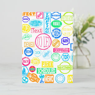 Grunge Stamp Collection Colourful Retro Text Invitation