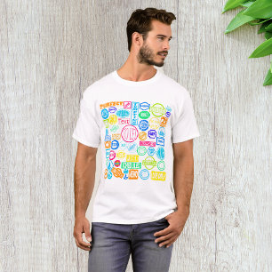 Grunge Stamp Collection Colourful Retro Text T-Shirt