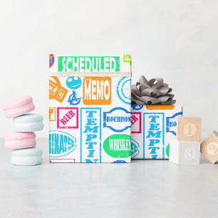 Grunge Stamp Collection Wrapping Paper