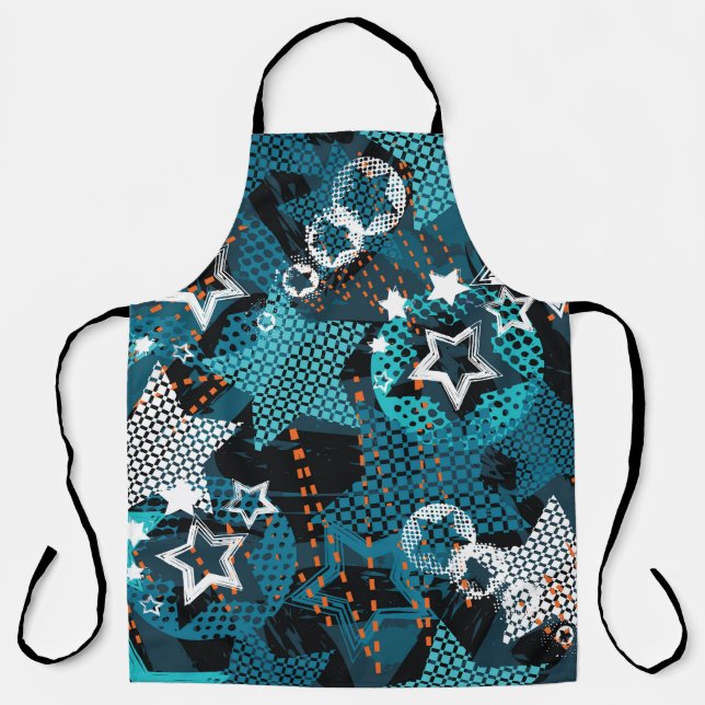 Grunge star pattern, playful children's design. apron (Front)