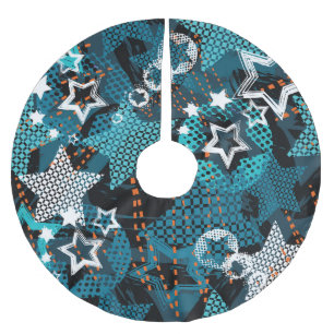 Grunge star pattern, playful children's design. brushed polyester tree skirt