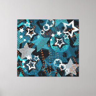 Grunge star pattern, playful children's design. canvas print