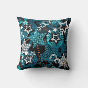 Grunge star pattern, playful children's design. cushion