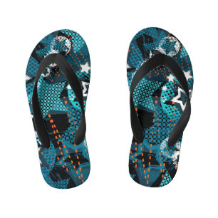 Grunge star pattern, playful children's design. kid's flip flops