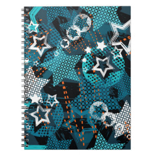 Grunge star pattern, playful children's design. notebook