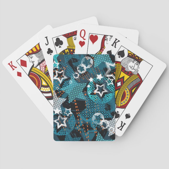 Grunge star pattern, playful children's design. playing cards (Back)