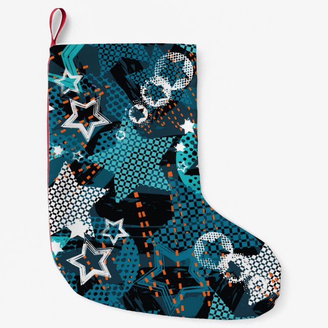 Grunge star pattern, playful children's design. small christmas stocking (Front)