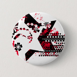 grunge stars 6 cm round badge