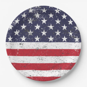 Grunge Stars and Stripes Paper Plates