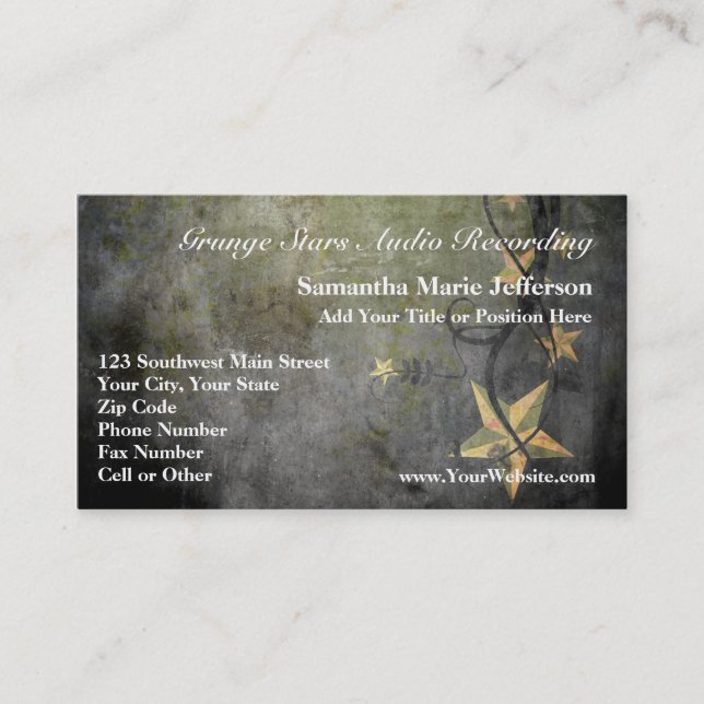 Grunge Stars Vintage Design Business Card (Front)