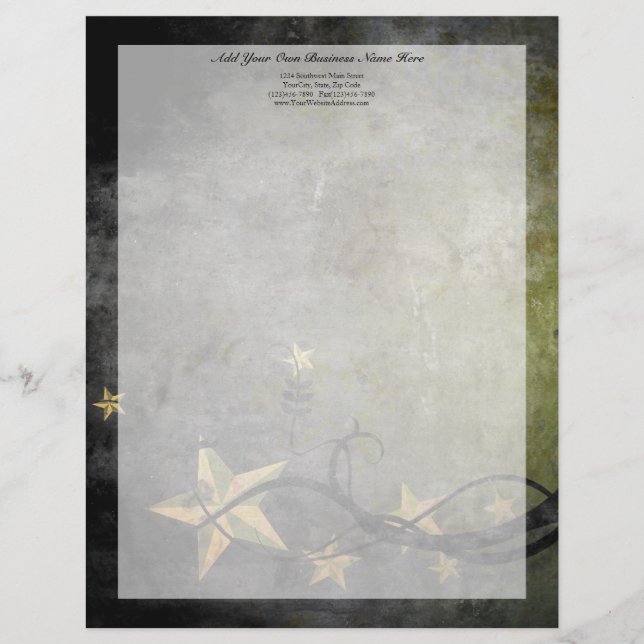 Grunge Stars Vintage Design Letterhead (Front)