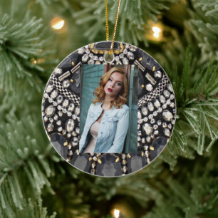 grunge steampunk art deco black silver bohemian ceramic tree decoration