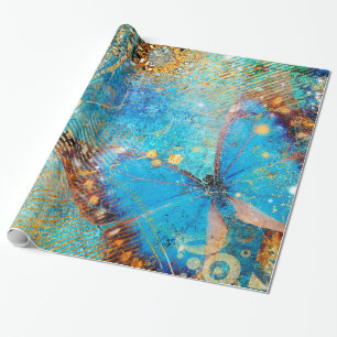 Grunge Steampunk Butterfly Abstract Design Wrapping Paper