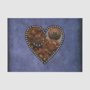 Grunge Steampunk Clocks and Gears Heart Tissue Paper