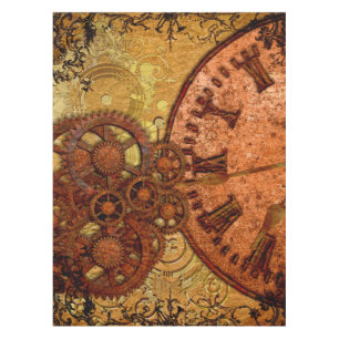 Grunge Steampunk Gear and Clock Tablecloth