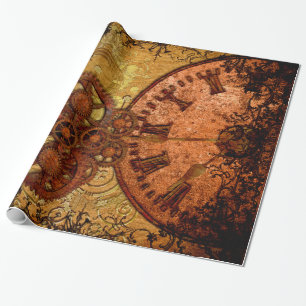 Grunge Steampunk Gear and Clock Wrapping Paper