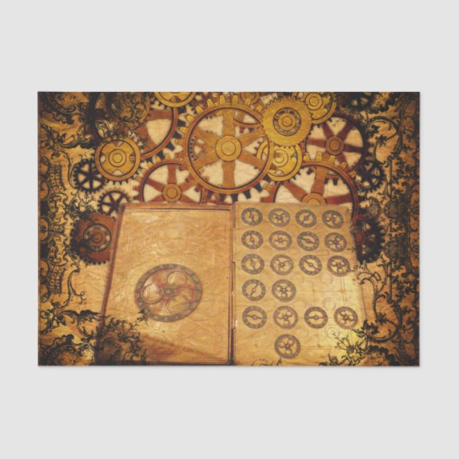 Grunge Steampunk Gears Tissue Paper (Front)