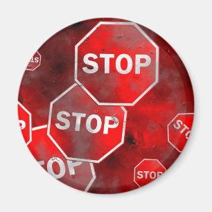 Grunge Stop Signs Magnet