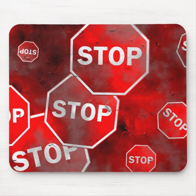 Grunge Stop Signs Mouse Mat (Front)