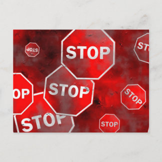 Grunge Stop Signs Postcard