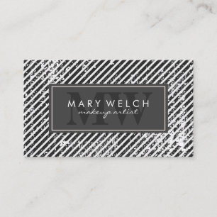 Grunge Stripes Monogram (appointment card) Appointment Card