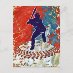 Grunge Style Baseball Design Postcard