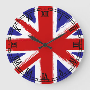 Grunge Style British Flag Large Clock