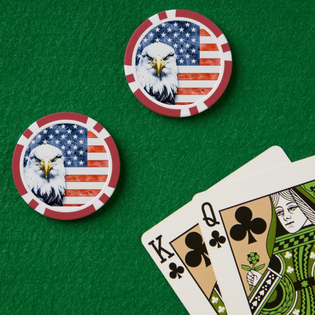 Grunge Style Design  Eagle on American Flag Poker Chips (Poker Table (Double))