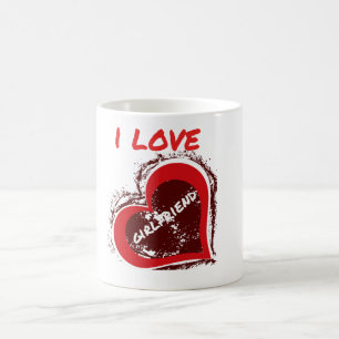Grunge Style I Love My Girlfriend Heart Design Coffee Mug