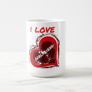 Grunge Style I Love My Girlfriend Heart Design Coffee Mug