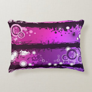Grunge Style Music Banner 3 Decorative Cushion