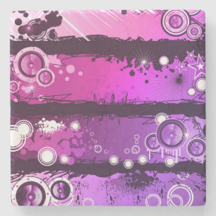Grunge Style Music Banner 3 Stone Coaster