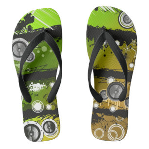 Grunge Style Music Banner Flip Flops