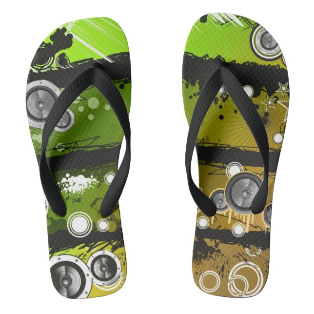 Grunge Style Music Banner Flip Flops (Footbed)