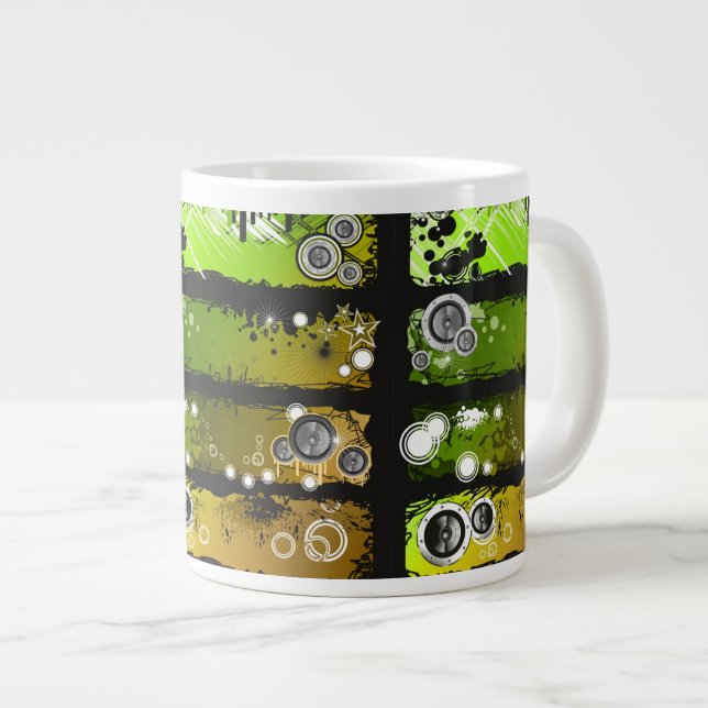 Grunge Style Music Banner Large Coffee Mug (Front Right)