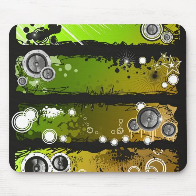 Grunge Style Music Banner Mouse Mat (Front)