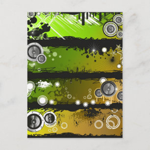 Grunge Style Music Banner Postcard