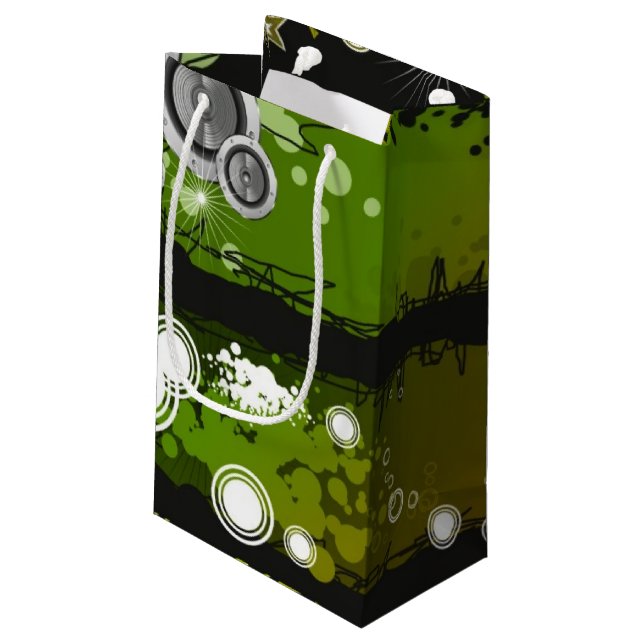 Grunge Style Music Banner Small Gift Bag (Back Angled)