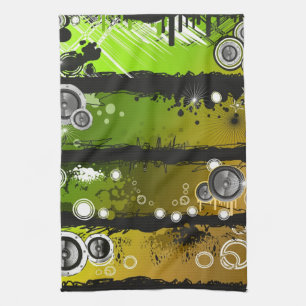 Grunge Style Music Banner Tea Towel