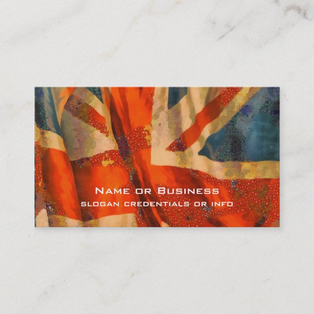 Grunge Style Union Jack British Flag Illustration Business Card (Front)