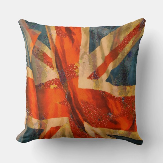 Grunge Style Union Jack British Flag Illustration Cushion (Front)