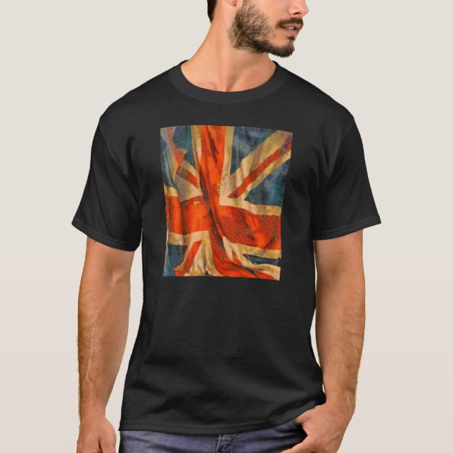 Grunge Style Union Jack British Flag Illustration T-Shirt (Front)