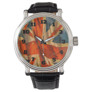 Grunge Style Union Jack British Flag Waving Watch