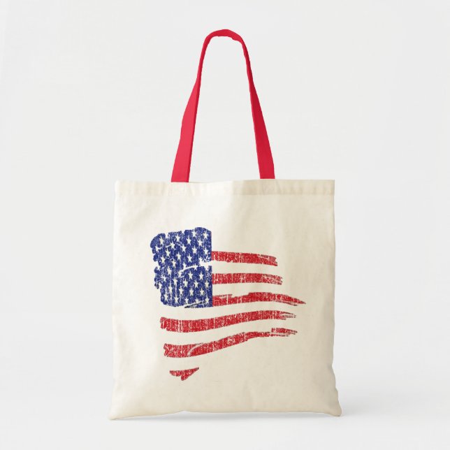 GRUNGE STYLE US FLAG TOTE BAG (Front)
