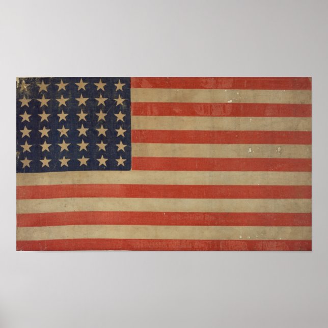 Grunge Style Vintage Patriotic American Flag Poster (Front)