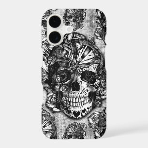 Grunge sugar skull pattern